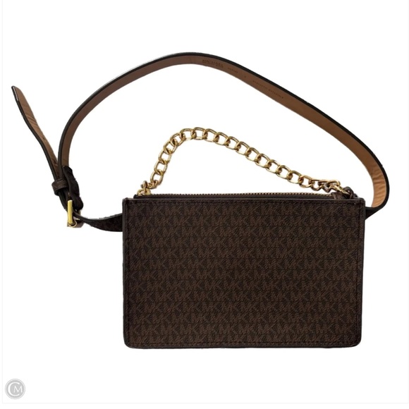 Michael Kors Monogram Belt Bag Purse with Gold Chain - Picture 1 of 5